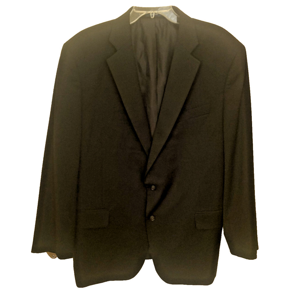 Stafford Travel Classic Fit Blazer Mens 48R Black Wool Blend Jacket Stretch